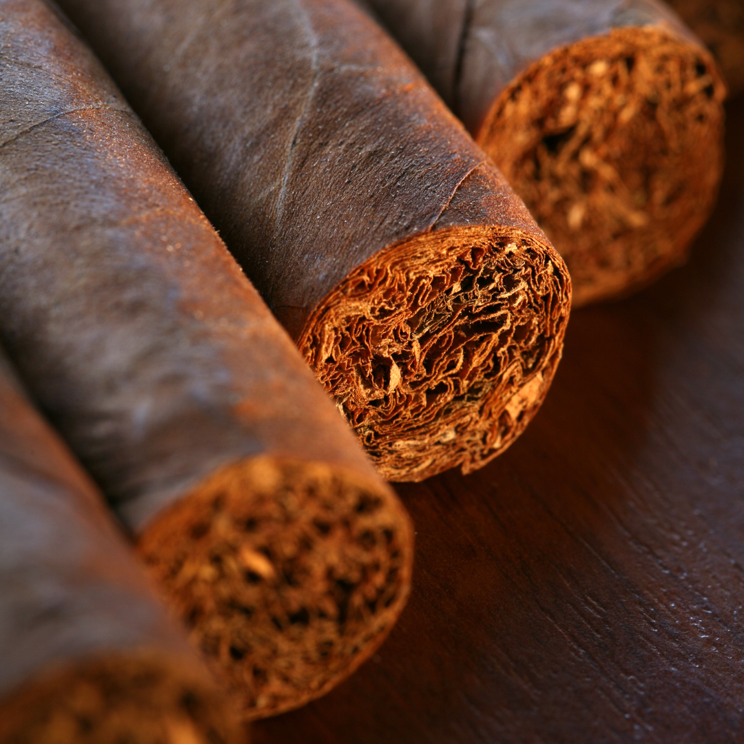 Close-up of cigars with a focus on texture and color.