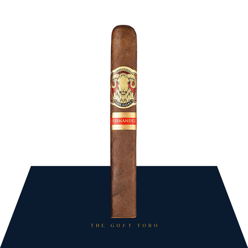 AJ Fernandez The GOAT Toro (6 x 54) premium cigar with gold and red band featuring a goat illustration